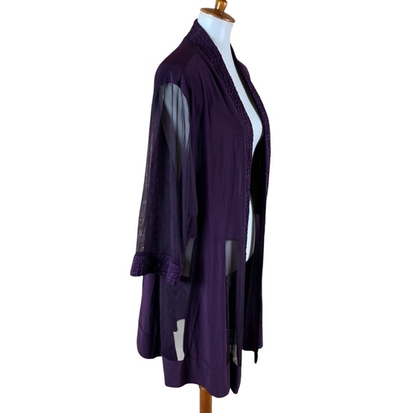 R&M Richards Plum Sheer Mesh Duster Jacket Open Front Lightweight Layer 22W NWT - Picture 4 of 7